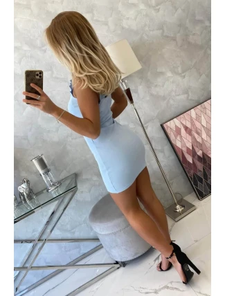 Modré nařasené šaty bez ramínek Modré nařasené šaty bez ramínek