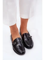 Lakované Dámské Mokasíny S Ozdobnou Přezkou Černé Mollan