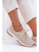 Kožené Polobotky Dámské S Připínacím Květem Artiker 54C1811 Béžové Kožené Polobotky Dámské S Připínacím Květem Artiker 54C1811 Béžové