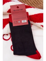 Pánské vánoční ponožky s nápisem a usmívajícím se Santa Černé