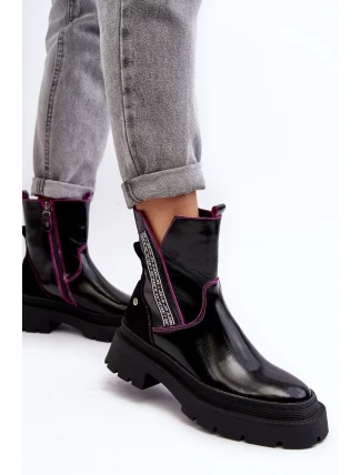 Kožené Dámské Kozačky Maciejka 06236-15 Černá Kožené Dámské Kozačky Maciejka 06236-15 Černá