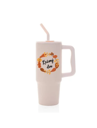 KRÁSNÝ DEN (PODZIM) - růžový cestovní termohrnek 900 ml KRÁSNÝ DEN (PODZIM) - růžový cestovní termohrnek 900 ml
