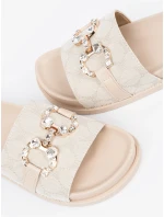 Jedinečné dámské  nazouváky Jasnobeżowy na plochém podpatku