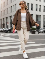 Dámská přechodná oversize bunda s kapucí hnědá FashionStreet TY5593