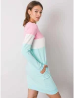 Růžovo/ecru/mátová trojbarevná dlouhá dámská mikina s kapsami (5869) Růžovo/ecru/mátová trojbarevná dlouhá dámská mikina s kapsami (5869)