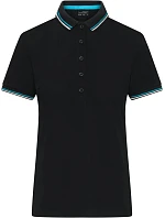 Daiber JN 1305 Dámské těžké piqué polo s proužky 02.1305 black/white/turquoise