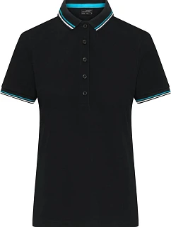 Daiber JN 1305 Dámské těžké piqué polo s proužky 02.1305 black/white/turquoise