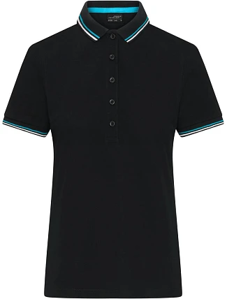Daiber JN 1305 Dámské těžké piqué polo s proužky 02.1305 black/white/turquoise