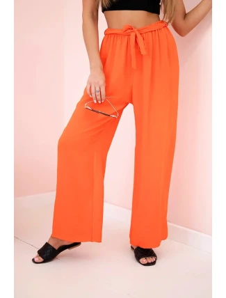 Kalhoty s širokým pasem tmavě oranžová Kalhoty s širokým pasem tmavě oranžová
