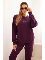 Dámská bavlněná souprava s potiskem Minimal švestková