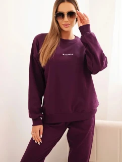 Dámská bavlněná souprava s potiskem Minimal švestková