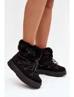 Sněhule s kožíškem a šněrováním Černé Sarivie