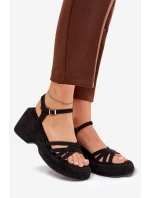 Sandály Na Platformě A Klínu Z Eko Semiše Černé Nendal