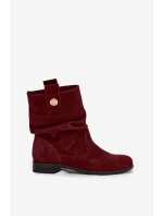 Kožené semišové dámské boty s řasením zateplené Zazoo 4210 bordó Kožené semišové dámské boty s řasením zateplené Zazoo 4210 bordó