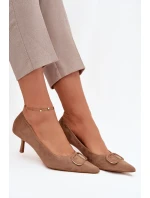 Dámské lodičky s ozdobným detailem tmavě béžové Amelora