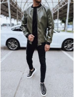 Pánská zelená kožená bunda FashionStreet TX4707