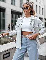 Dámské oversize košilové sako OVERBOR světle šedé FashionStreet TY4890