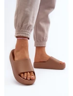 Dámské žabky na tlusté podrážce hnědé Oreithano