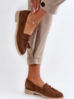 Zazoo 3420 Semišové Dámské Mokasíny na Ploché Podrážce Hnědé