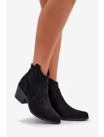 Děrované Kovbojské Botky Na Zip Eko Semišové S.Barski HY51-061 Černé