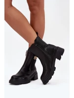 Dámské kotníkové boty se zlatým detailem zateplené černé Serene