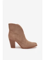 Dámské kotníkové boty na podpatku z ekokůže béžové Elvirae