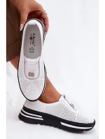 Dámské nazouvací polobotky z pravé kůže S.Barski LR61-7092 Bílá Dámské nazouvací polobotky z pravé kůže S.Barski LR61-7092 Bílá