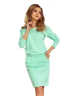 Dámské teplákové šaty v mátové barvě s výstřihem na zádech model 5917732