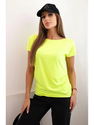 Dámská bavlněná basic blůza s krátkým rukávem neonově žlutý Dámská bavlněná basic blůza s krátkým rukávem neonově žlutý