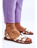 Zazoo 40185 Pohodlné Kožené Nášlapné Sandály Zlaté