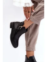 Ploché Dámské Kožené Boty Černé Vasica