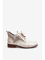 Zazoo 2878 Nízké Kozačky Kožené Dámské Stříbrné