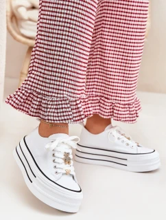 Dámské Tenisky Na Platformě Se Zlatými Doplňky Bílé Fiorina