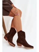 Dámské otevřené kotníkové boty na podpatku Čokoládové Ferissa