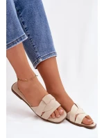 Dámské ploché sandály s řemínky Eko semišové světle béžové Florane