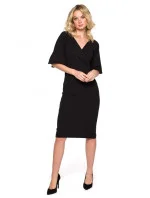 Dámské zavinovací šaty s pouzdrovými rukávy K152  královská modř - Makeover