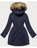 Dámská parka s kožešinovou podšívkou tmavě modrá (m-21506)