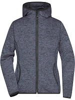 Daiber JN 588 Dámská pletená fleecová bunda s kapucí 02.0588 denim melange/black