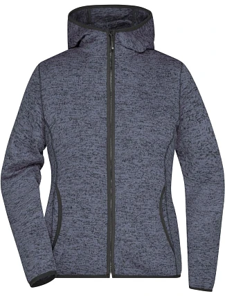 Daiber JN 588 Dámská pletená fleecová bunda s kapucí 02.0588 denim melange/black