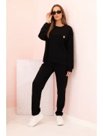 Komplet dámský máslový mikina a kalhoty s gumou černý