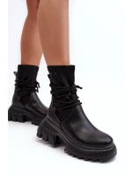 Boty Na Masivní Platformě S Tkaničkou Černé Big Star MM274590