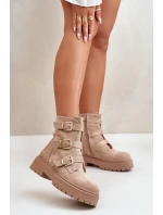 Zateplené dámské boty se sponami béžové Tiaeliana