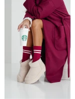 Dámské ponožky cop s pruhy bordové