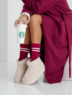 Dámské ponožky cop s pruhy bordové