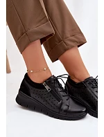 Kožené dámské polobotky na platformě Vinceza 39977 Černé