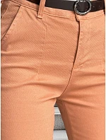 Dámské bavlněné kalhoty slim fit s páskem TAIRONIK brick FashionStreet UY2543