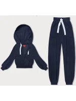 Tmavě modrý žebrovaný teplákový komplet (AMG-335A) Tmavě modrý žebrovaný teplákový komplet (AMG-335A)