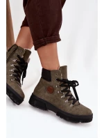 Zateplené dámské trapery na platformě tmavě zelené Zaraine