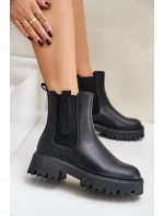 Dámské kožené zateplené kotníkové boty Big Star Chelsea - černé Dámské kožené zateplené kotníkové boty Big Star Chelsea - černé