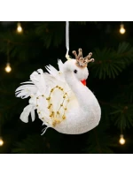 DEKORATIVNÍ ZÁVĚSNÁ LABUŤ 17CM ZLATÁ KŘÍDLA